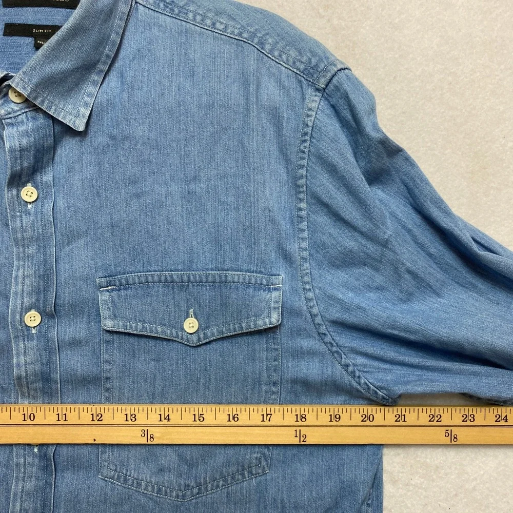 Banana Republic Shirt Mens M Blue Long Sleeve Slim Fit Denim Chambray Button Up
